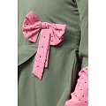 Polka dotted asymmetrical dress abaya- Jade Green-Pink